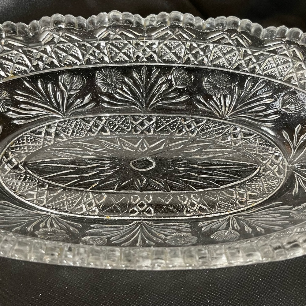 Vintage Indiana Glass Company/ EAPG Horsemint Clear Glass Oval Pickle Bowl. EUC - Picture 3 of 13